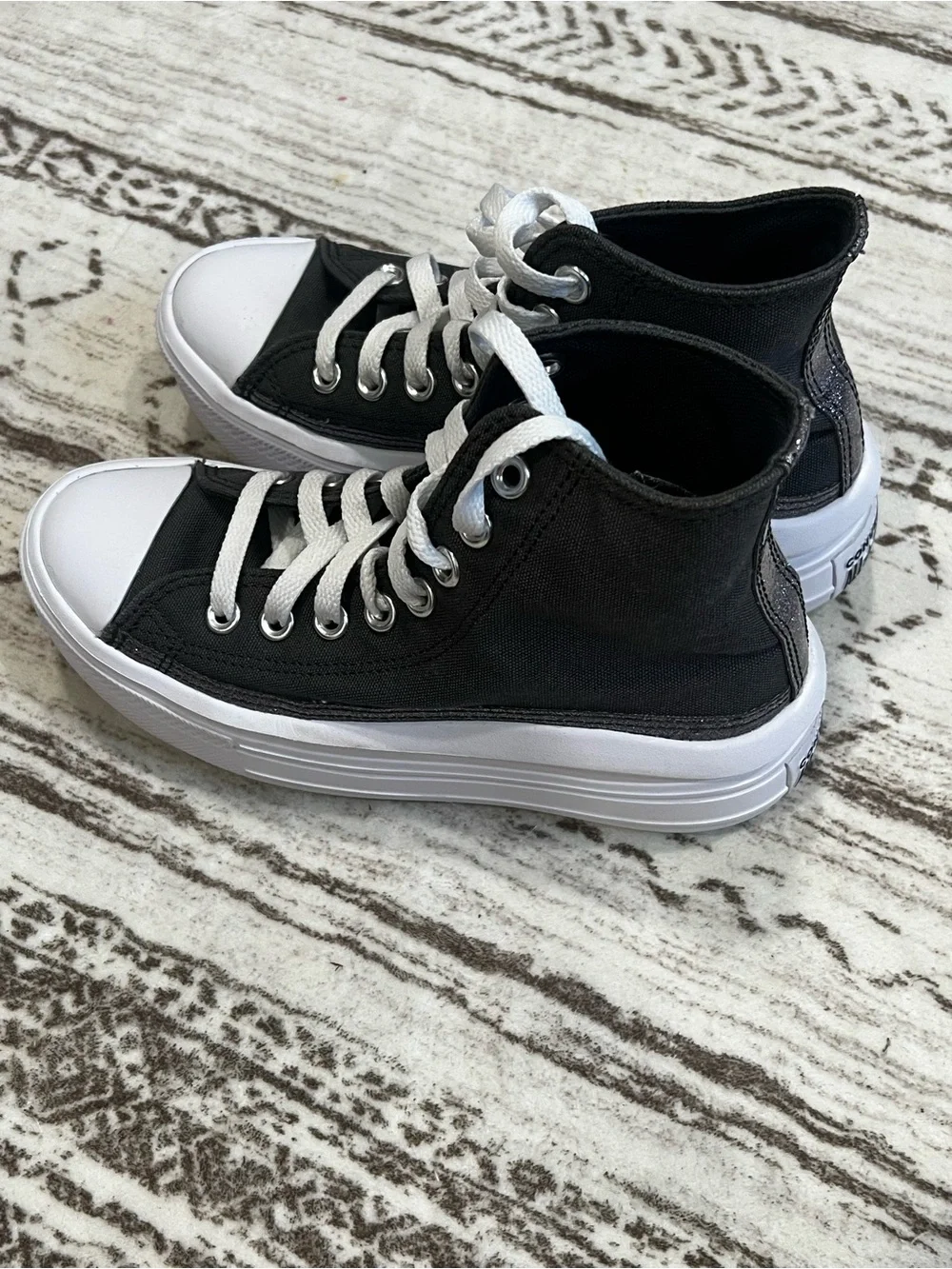 Converse Kids Black and White High-Top Platform Sneakers